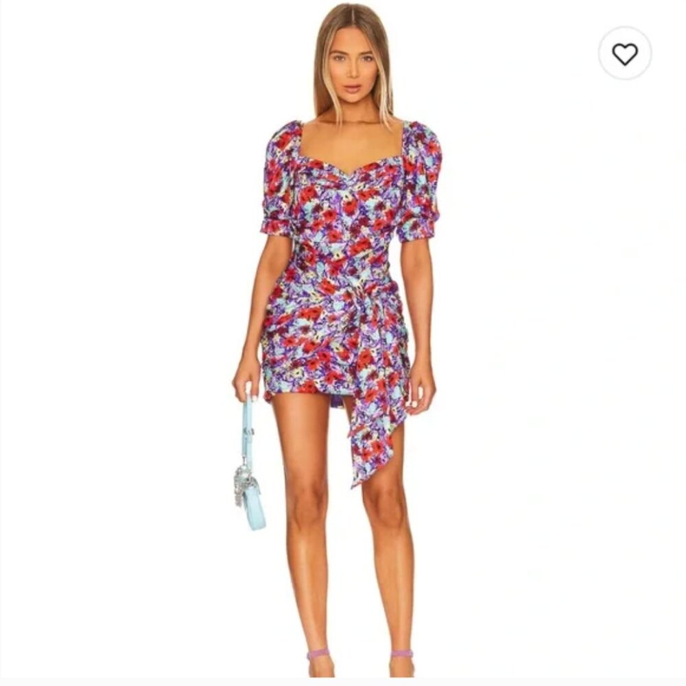 For Love and Lemons Chiara Puff Sleeve Mini Dress Size Small Floral